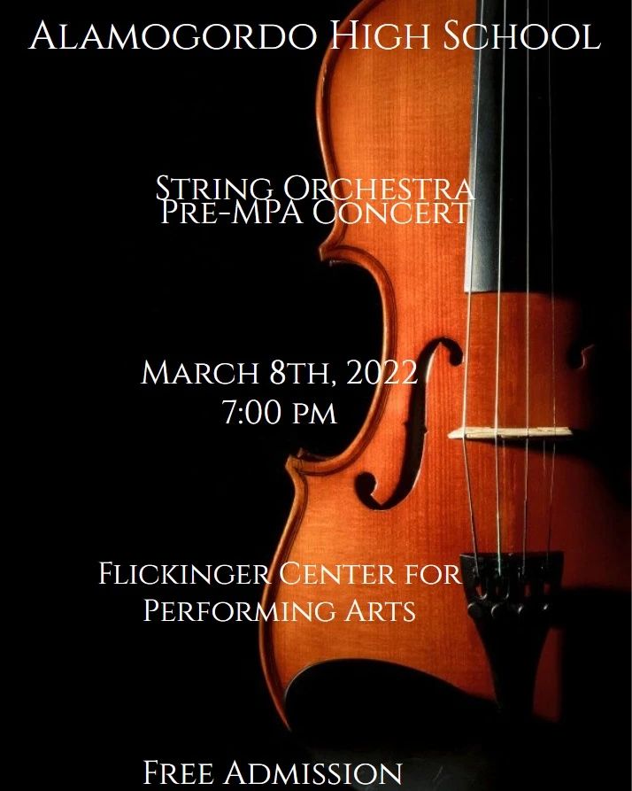 String Orchestra Pre-MPA Concert- March 8th @ 7:00 PM Flickinger Center for performing arts